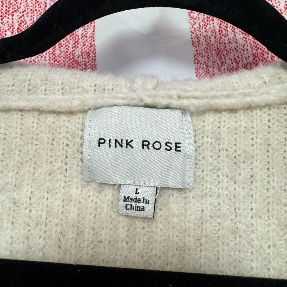 Pink Rose Cream Cowl Neck Sweater - Picture 4 of 6